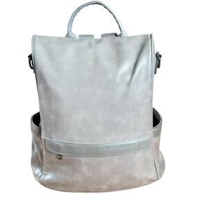 Cheruty Women Gray PU Leather Anti-Theft Backpack Purse Nylon Straps